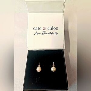 Cate & Chloe 18k Rose Gold, CZ & Pearl Drop "Cassie" Earrings NWT In Box